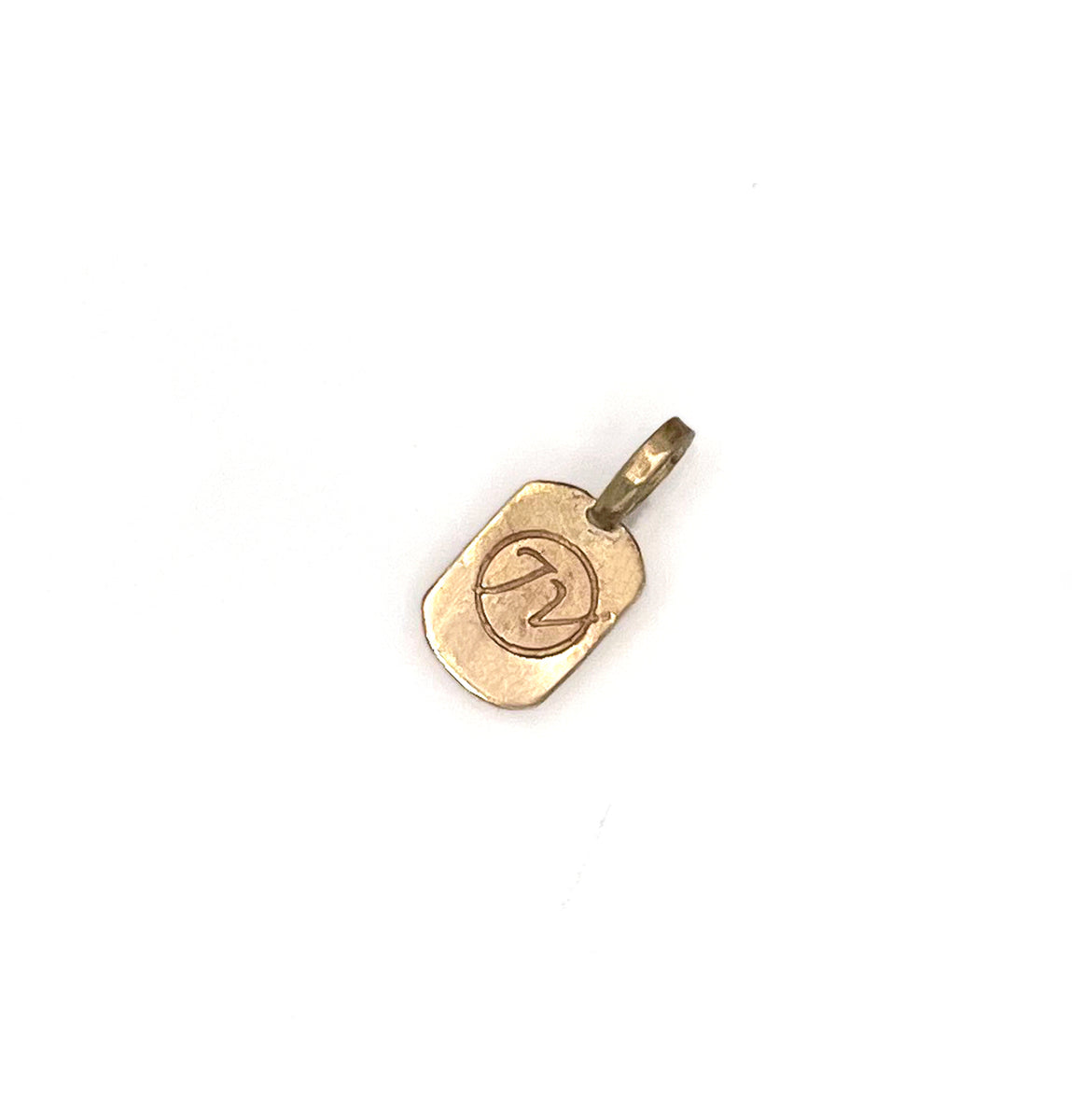 14K Coffee Cup Charm, Solid Gold Coffee Dog Tag Charm, One of a
