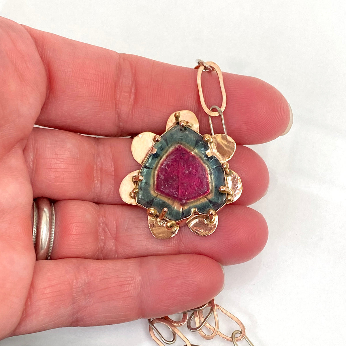 Rose pendant flower jewelry handmade pendant design and tourmaline.gifts popular for her,gifts for mom,birthday gifts.tourmaline jewelry.pailinjewel