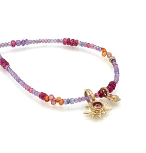 14K Amethyst, Sapphire and Rubellite Tourmaline Garden Sunrise Necklace, One of a Kind