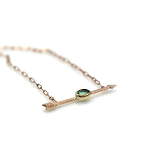 14K Emerald Arrow Necklace, Piercing Necklace, Solid rose Gold