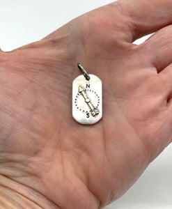 Arrow Pendant, Sterling and 14K Arrow Dog Tag Charm, One of a Kind