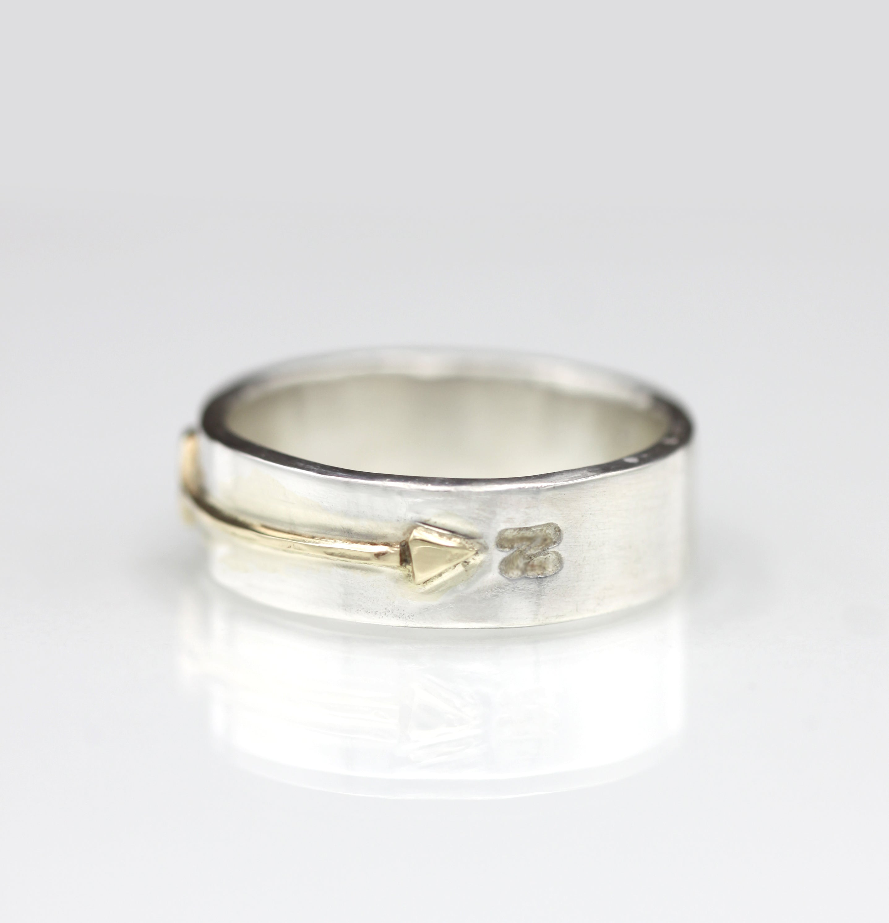 Arrow Ring, Sterling Silver and 14K Solid Gold, One of a kind