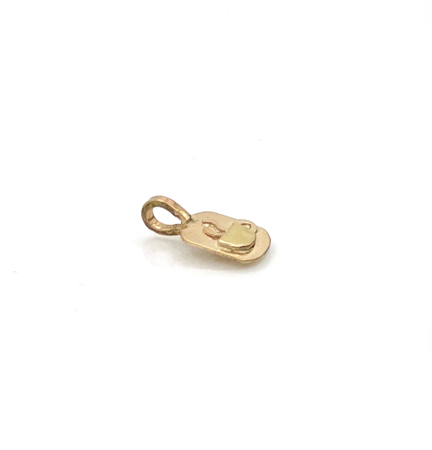 14K Coffee Cup Charm, Solid Gold Coffee Dog Tag Charm, One of a Kind