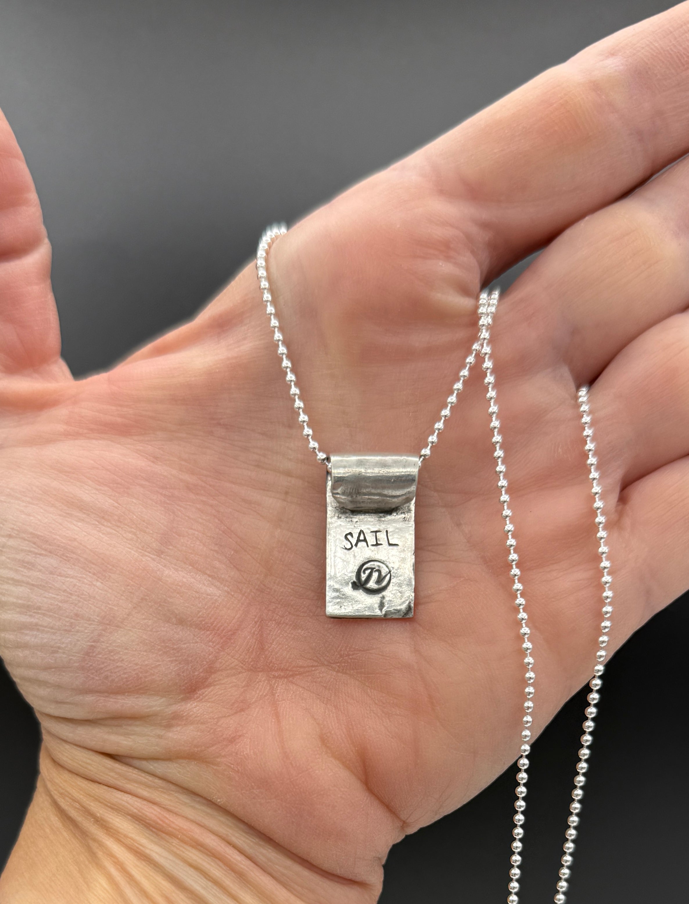 Come Sail With Me Necklace, Sailboat Pendant in 999 Fine Silver and 14K Solid Yellow Gold, with sterling ball chain, One of a Kind