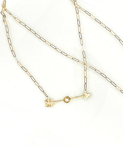 I Am Titanium, Arrow Piercing a Diamond Necklace in 14K, One of a Kind