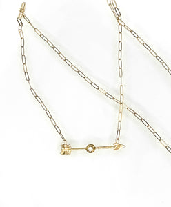 I Am Titanium, Arrow Piercing a Diamond Necklace in 14K, One of a Kind