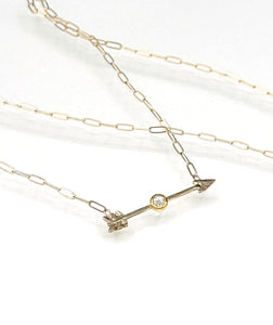 I Am Titanium, Arrow Piercing a Diamond Necklace in 14K, One of a Kind