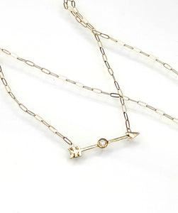 I Am Titanium, Arrow Piercing a Diamond Necklace in 14K, One of a Kind