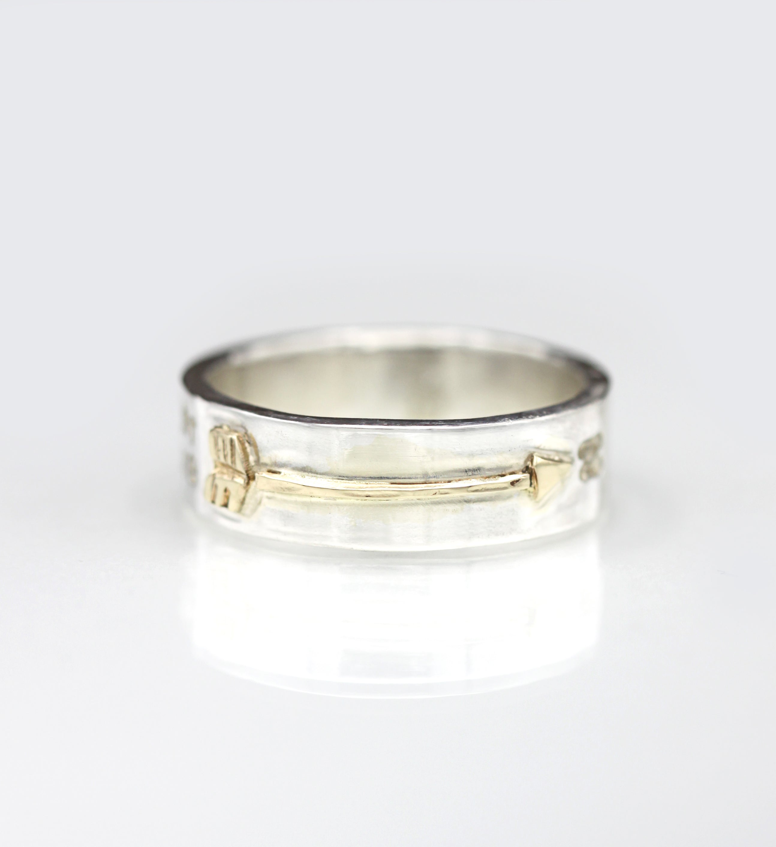 Arrow Ring, Sterling Silver and 14K Solid Gold, One of a kind