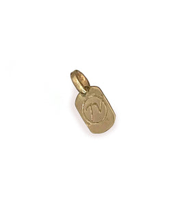 14K Flower Charm, Solid Gold Daisy Flower Dog Tag Charm, One of a Kind