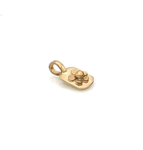 14K Flower Charm, Solid Gold Daisy Flower Dog Tag Charm, One of a Kind