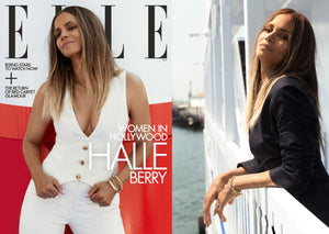 Halle Berry Wearing a One of a kind Ring By Jen Volkodav Jewelry Design On the Cover Of Elle Magazine