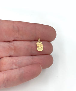 14K Heart Charm, Solid Gold Heart Dog Tag Charm, One of a Kind