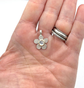 Moonstone Flower Necklace, Sterling Silver, 14K