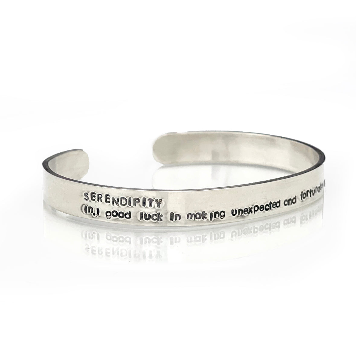 Serendipity Definition Cuff Bracelet, Sterling Silver, Signed Jen Volkodav Jewelry Design