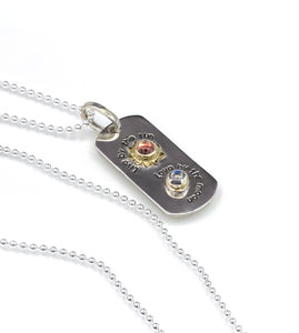 Sun and Moon Necklace, Celestial Dog Tag Necklace, Sunstone and Moonstone One of a Kind Jewelry