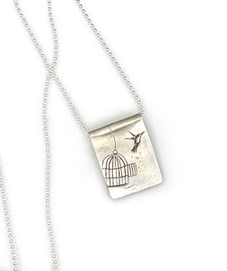Let Them, Bird and Cage Pendant in 999 Fine Silver, One of a Kind