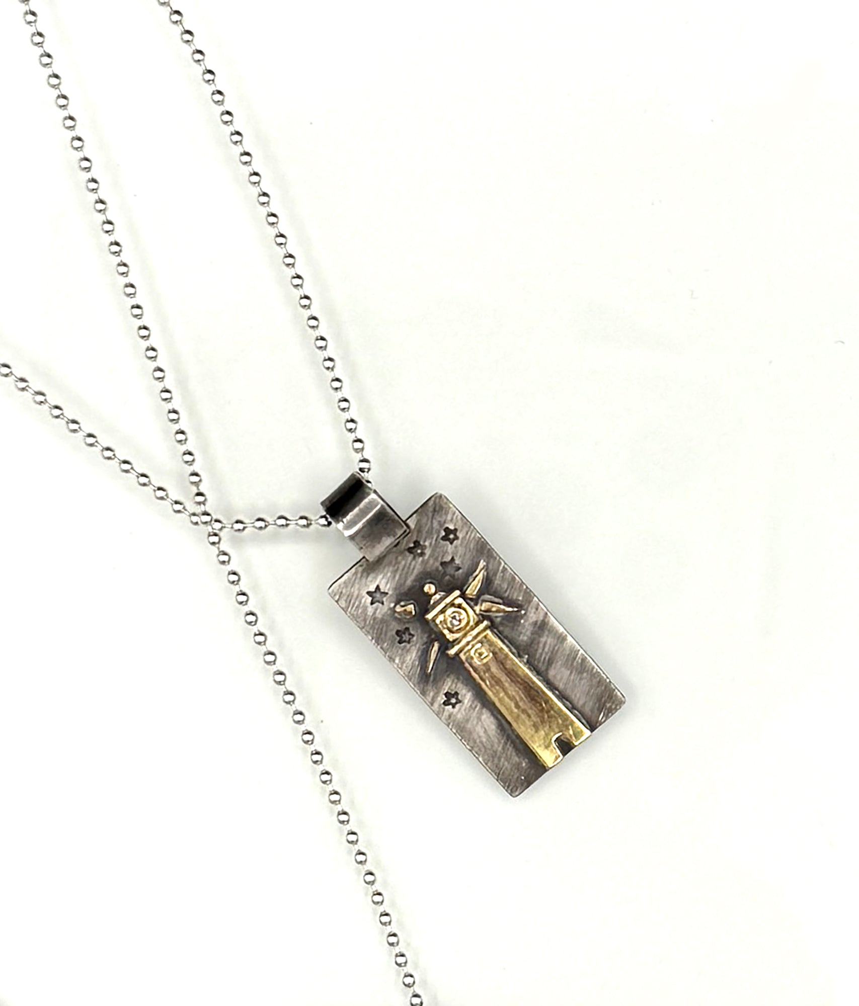 Give Hope Necklace, Lighthouse and Diamond Pendant in Sterling Silver, and 14K Solid Gold, One of a Kind