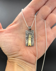 Give Hope Necklace, Lighthouse and Diamond Pendant in Sterling Silver, and 14K Solid Gold, One of a Kind
