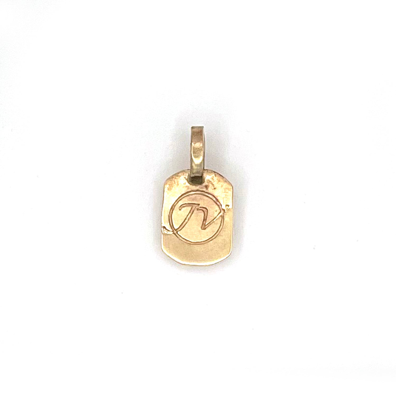 14K Martini Charm, Solid Gold Cocktail Dog Tag Charm, One of a Kind