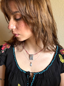 Rubellite Tourmaline Daisy Necklace in Fine Silver, and 14K Solid Gold, with Tourmaline Chain, One of a Kind