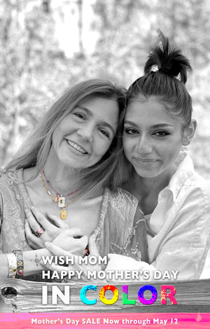 A photo of Mother and Daughter wearing One of a Kind colorful Jewelry gifts For Mothers Day
