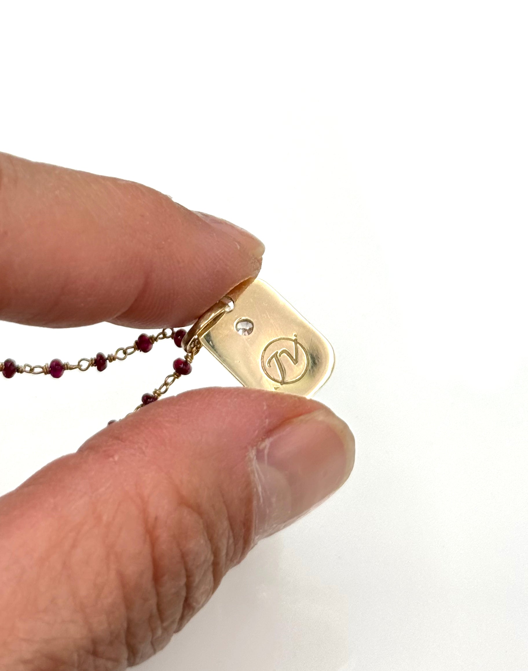 The Little Things, Pink Diamond Flower Necklace in 14K, with Ruby Chain, One of a Kind