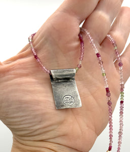 Rubellite Tourmaline Daisy Necklace in Fine Silver, and 14K Solid Gold, with Tourmaline Chain, One of a Kind