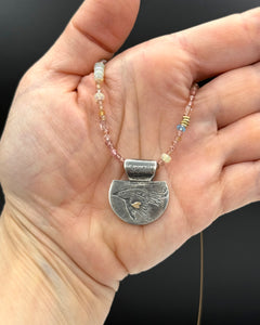 Soaring Bird Necklace in Fine Silver, and 14K Solid Gold, with Tourmaline Chain, One of a Kind