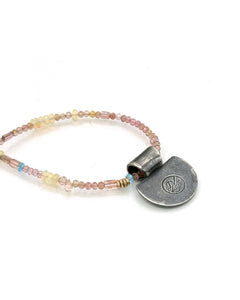 Soaring Bird Necklace in Fine Silver, and 14K Solid Gold, with Tourmaline Chain, One of a Kind