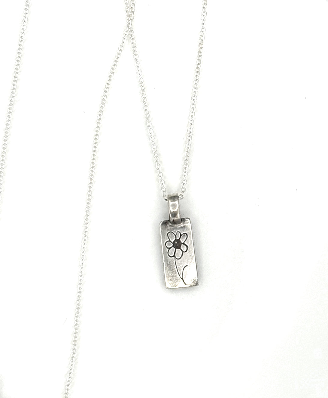 999 Fine Silver and Sterling Silver Flower Charm Necklace, One of a Kind