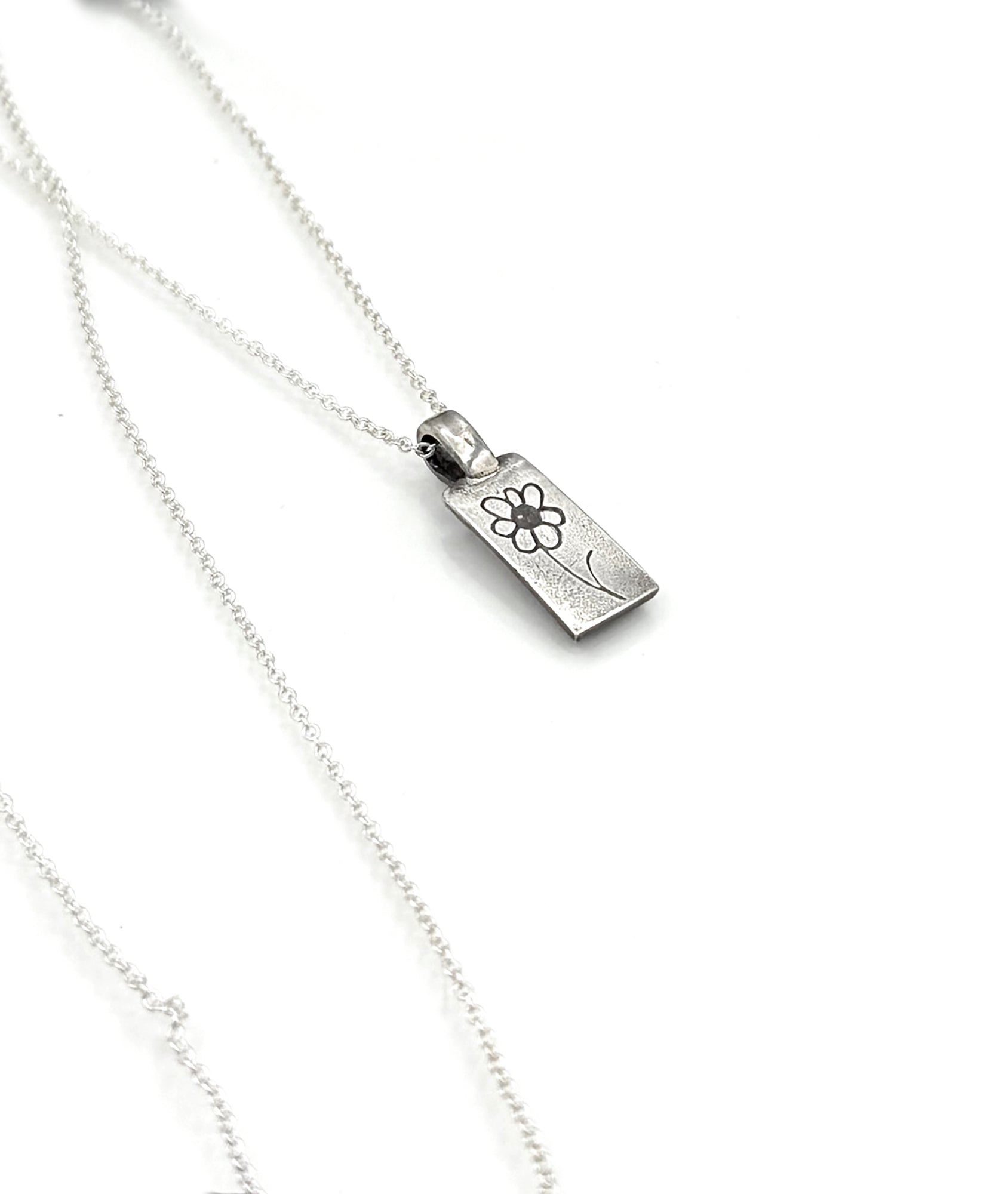 999 Fine Silver and Sterling Silver Flower Charm Necklace, One of a Kind