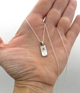 999 Fine Silver and Sterling Silver Flower Charm Necklace, One of a Kind
