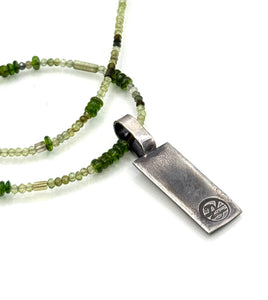 Forest Pine Tree Necklace in Fine Silver, with Chrome Diopside and Tourmaline Chain, One of a Kind