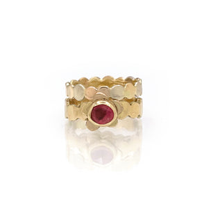 14K Tourmaline Ring Set, Stacking Rings, Solid gold, One of a kind
