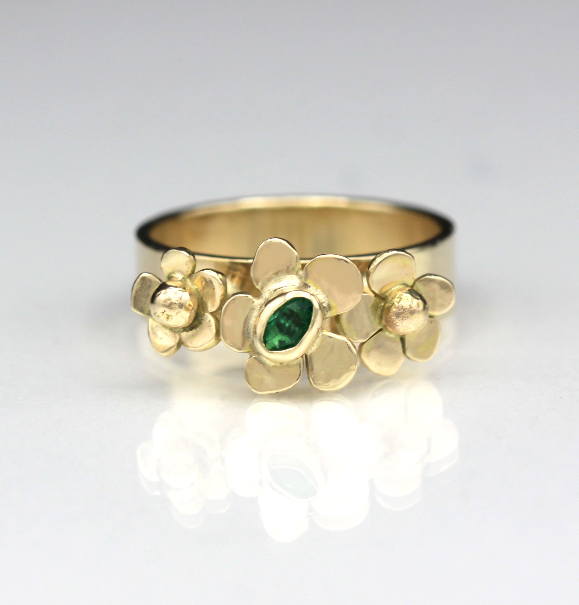 Emerald Flower Garden 14K Ring