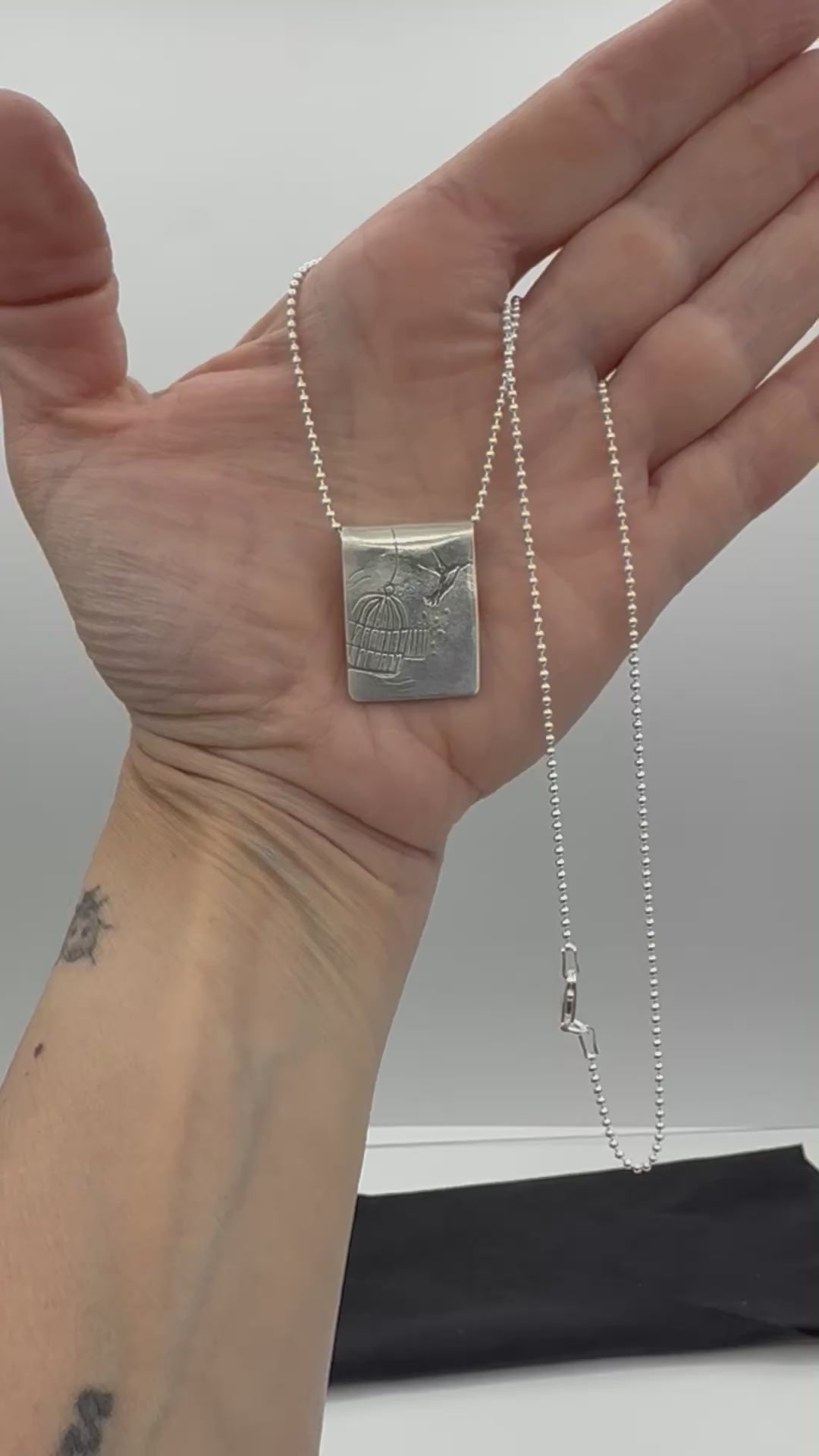 Let Them, Bird and Cage Pendant in 999 Fine Silver, One of a Kind
