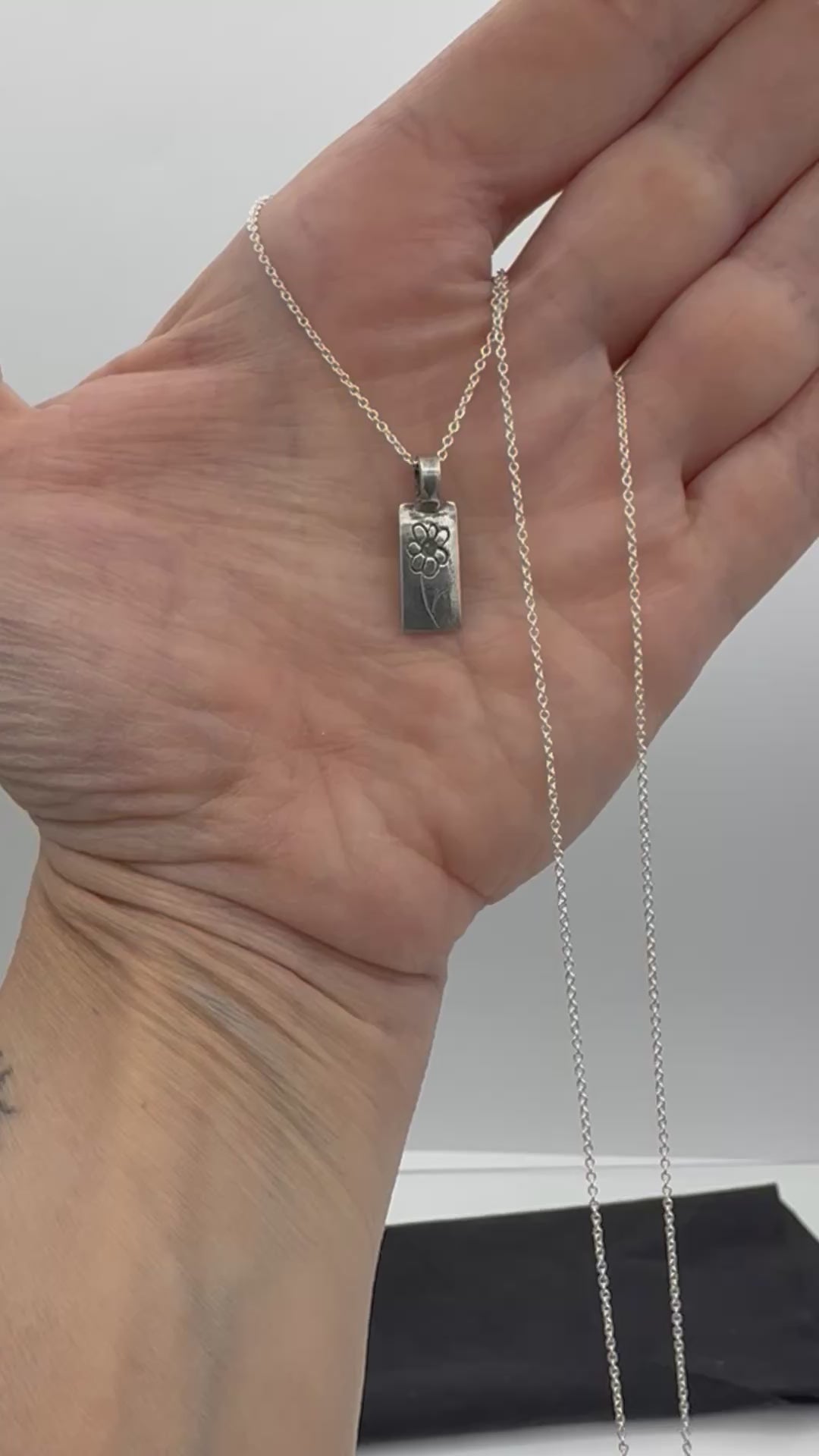 999 Fine Silver and Sterling Silver Flower Charm Necklace, One of a Kind