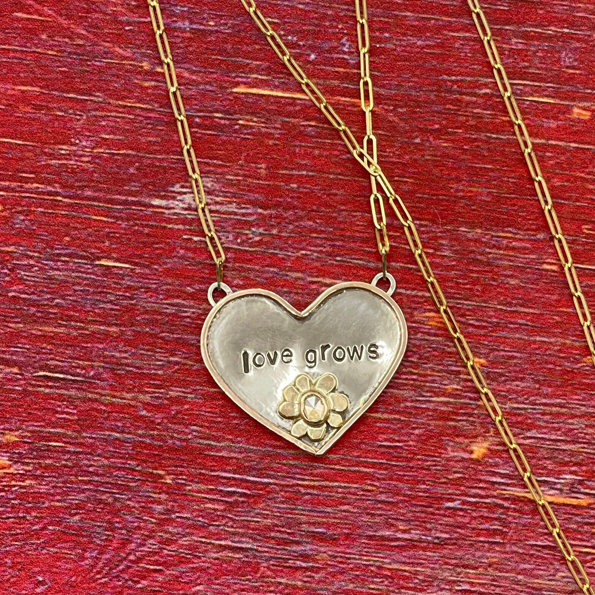 14K Diamond Heart Necklace, One of a Kind, One of a kind, solid gold