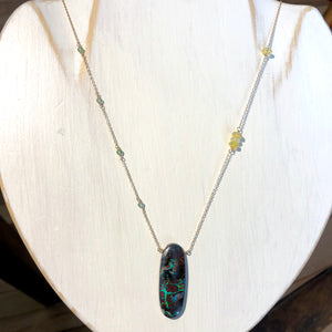 Boulder Opal Necklace, Koroit Opal Necklace, Collectors Opal - 14K Solid Gold