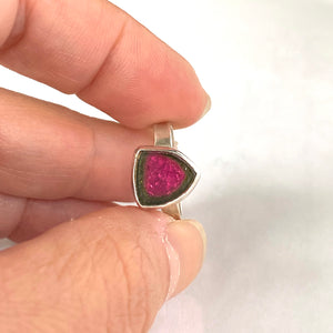 Watermelon Tourmaline Ring, Stacking Ring, Minimalist Ring, Sterling Silver
