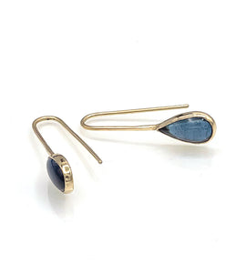 14K Blue Tourmaline Earrings, Tourmaline Drop Earrings
