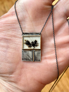 Dendritic Agate Necklace, 14K solid gold and Sterling Silver, One of a kind