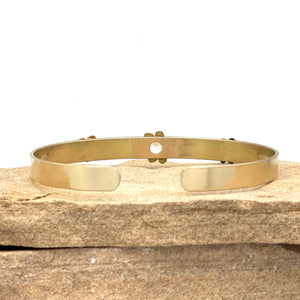 14K Diamond Cuff Bracelet, Solid Gold Diamond Flower Bracelet, One of a Kind