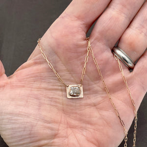14K Diamond Necklace, 1.02 ct GIA Diamond Rose gold Necklace
