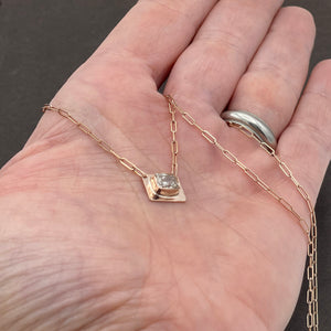 14K Diamond Necklace, 1.02 ct GIA Diamond Rose gold Necklace