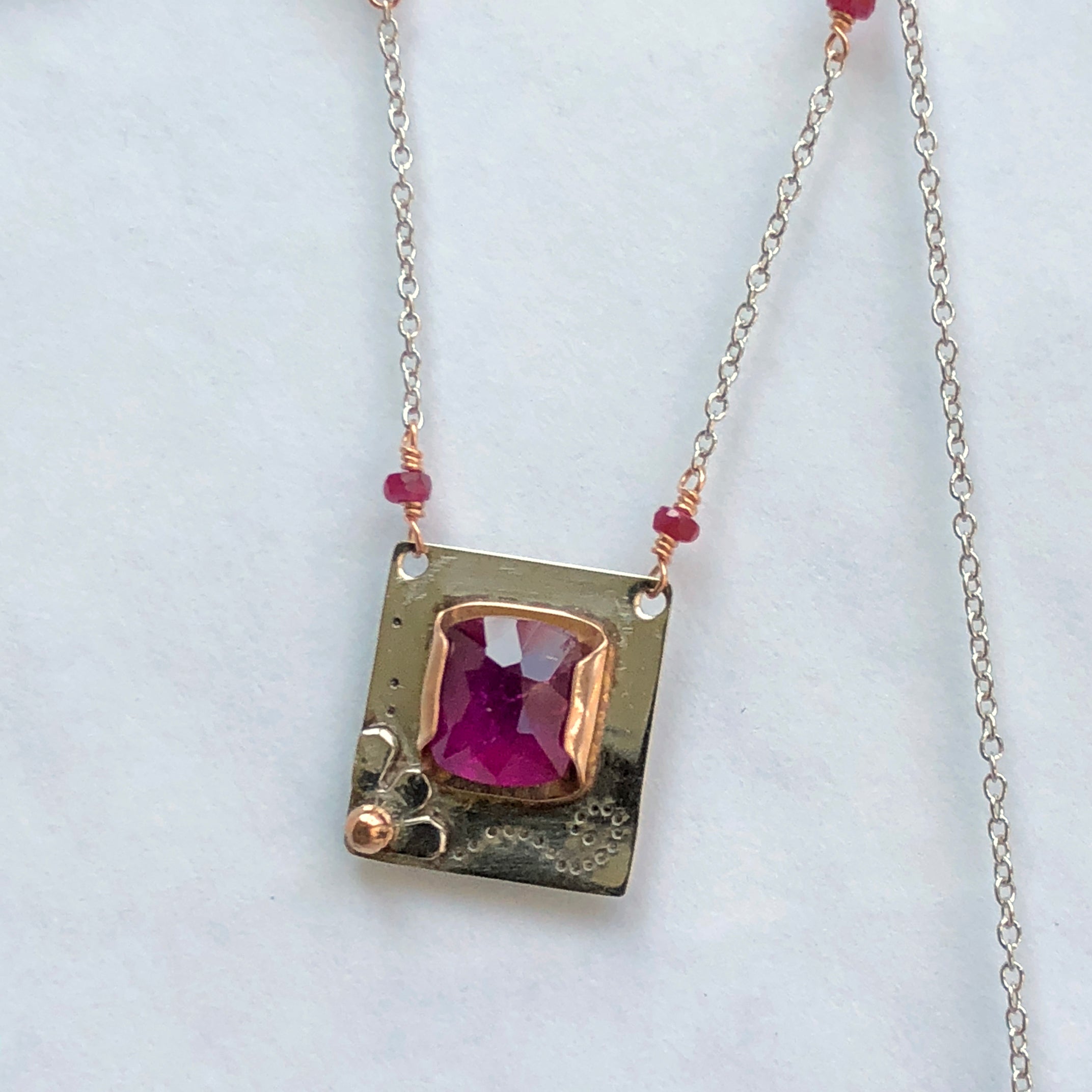 14K Ruby Necklace, GIA Certified, Solid White Gold, One of a kind
