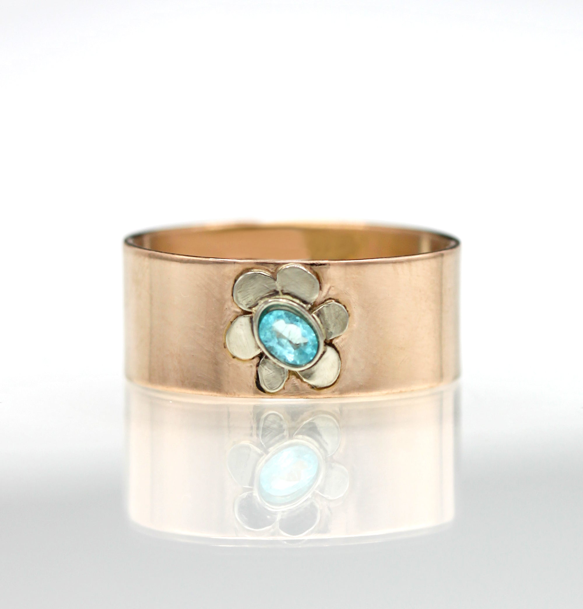 Paraiba Tourmaline Ring, Brazilian Paraiba Flower Ring, Solid Rose Gold