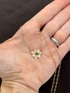 14K Paraiba Tourmaline Necklace, Flower Necklace, One of a kind