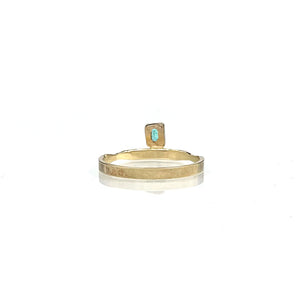 14K Paraiba Tourmaline Ring, Geometric Stacking Ring, SOLID Gold one of a kind